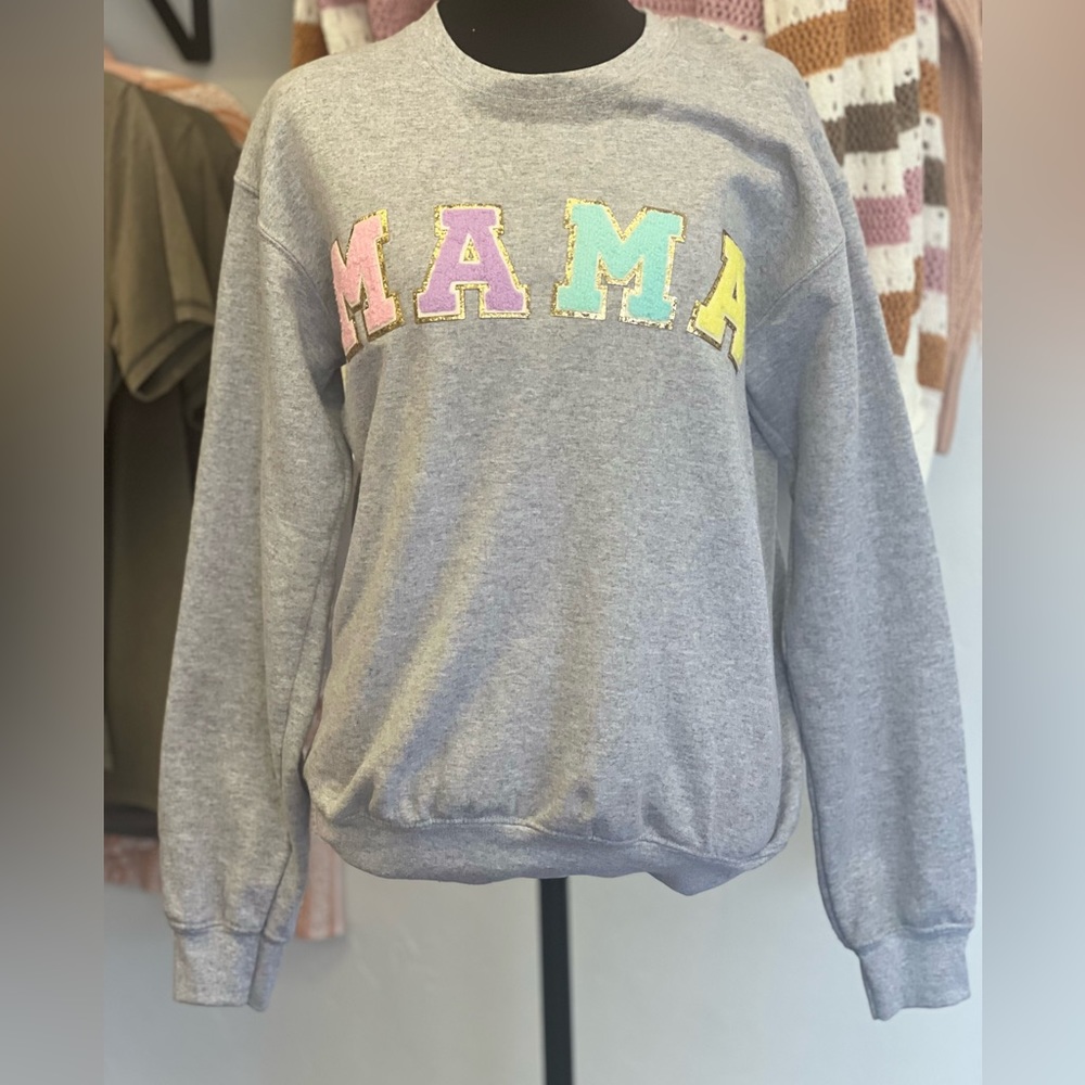 Chenille Patch Mama Sweatshirt- Women’s Small